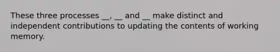 These three processes __, __ and __ make distinct and independent contributions to updating the contents of working memory.