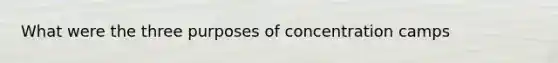 What were the three purposes of concentration camps