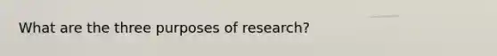 What are the three purposes of research?