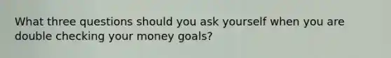 What three questions should you ask yourself when you are double checking your money goals?