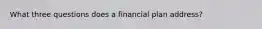 What three questions does a financial plan address?