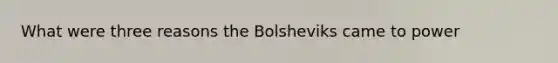 What were three reasons the Bolsheviks came to power