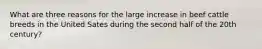 What are three reasons for the large increase in beef cattle breeds in the United Sates during the second half of the 20th century?