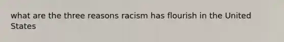 what are the three reasons racism has flourish in the United States