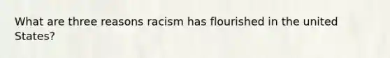 What are three reasons racism has flourished in the united States?