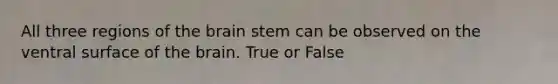 All three regions of the brain stem can be observed on the ventral surface of the brain. True or False