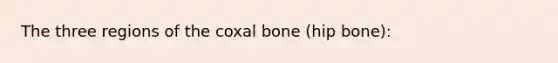 The three regions of the coxal bone (hip bone):