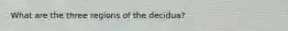 What are the three regions of the decidua?