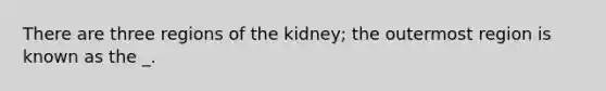 There are three regions of the kidney; the outermost region is known as the _.