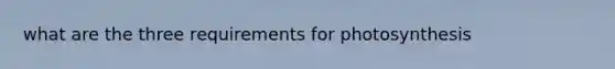 what are the three requirements for photosynthesis