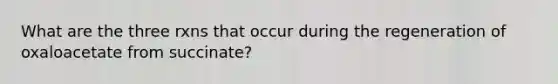 What are the three rxns that occur during the regeneration of oxaloacetate from succinate?