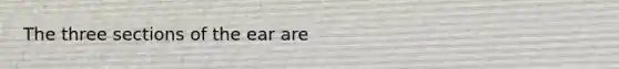 The three sections of the ear are