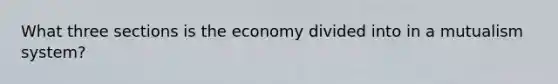 What three sections is the economy divided into in a mutualism system?