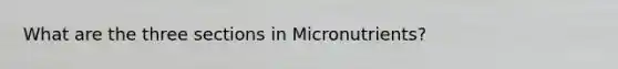 What are the three sections in Micronutrients?