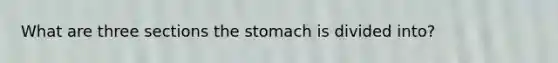 What are three sections the stomach is divided into?