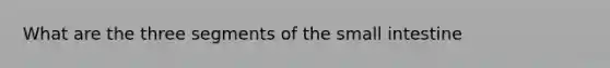 What are the three segments of the small intestine