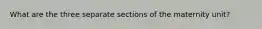 What are the three separate sections of the maternity unit?