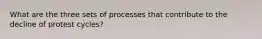 What are the three sets of processes that contribute to the decline of protest cycles?