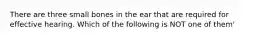 There are three small bones in the ear that are required for effective hearing. Which of the following is NOT one of them'