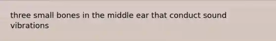 three small bones in the middle ear that conduct sound vibrations