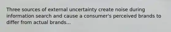 Three sources of external uncertainty create noise during information search and cause a consumer's perceived brands to differ from actual brands...