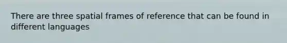 There are three spatial frames of reference that can be found in different languages