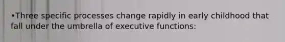 •Three specific processes change rapidly in early childhood that fall under the umbrella of executive functions: