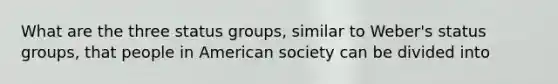 What are the three status groups, similar to Weber's status groups, that people in American society can be divided into