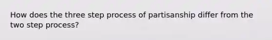 How does the three step process of partisanship differ from the two step process?