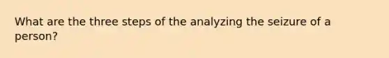 What are the three steps of the analyzing the seizure of a person?