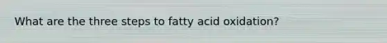 What are the three steps to fatty acid oxidation?