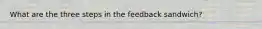 What are the three steps in the feedback sandwich?