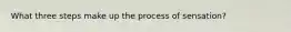 What three steps make up the process of sensation?