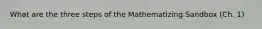 What are the three steps of the Mathematizing Sandbox (Ch. 1)