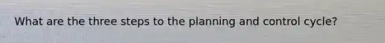 What are the three steps to the planning and control cycle?