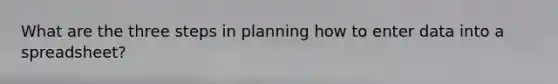 What are the three steps in planning how to enter data into a spreadsheet?