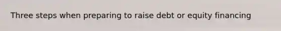 Three steps when preparing to raise debt or equity financing