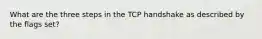 What are the three steps in the TCP handshake as described by the flags set?