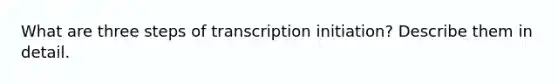 What are three steps of transcription initiation? Describe them in detail.