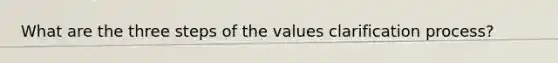 What are the three steps of the values clarification process?