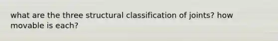 what are the three structural classification of joints? how movable is each?