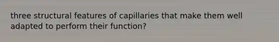 three structural features of capillaries that make them well adapted to perform their function?