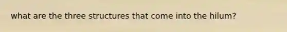 what are the three structures that come into the hilum?