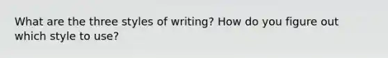 What are the three styles of writing? How do you figure out which style to use?