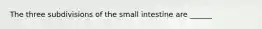 The three subdivisions of the small intestine are ______