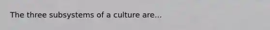 The three subsystems of a culture are...