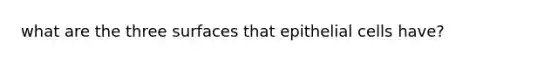 what are the three surfaces that epithelial cells have?