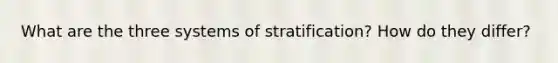 What are the three systems of stratification? How do they differ?