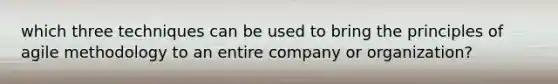 which three techniques can be used to bring the principles of agile methodology to an entire company or organization?