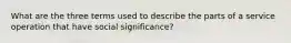 What are the three terms used to describe the parts of a service operation that have social significance?